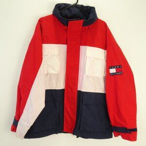 Tommy Hilfiger Men's Vintage 90s Jacket Color Block Large Red White Blue Logo